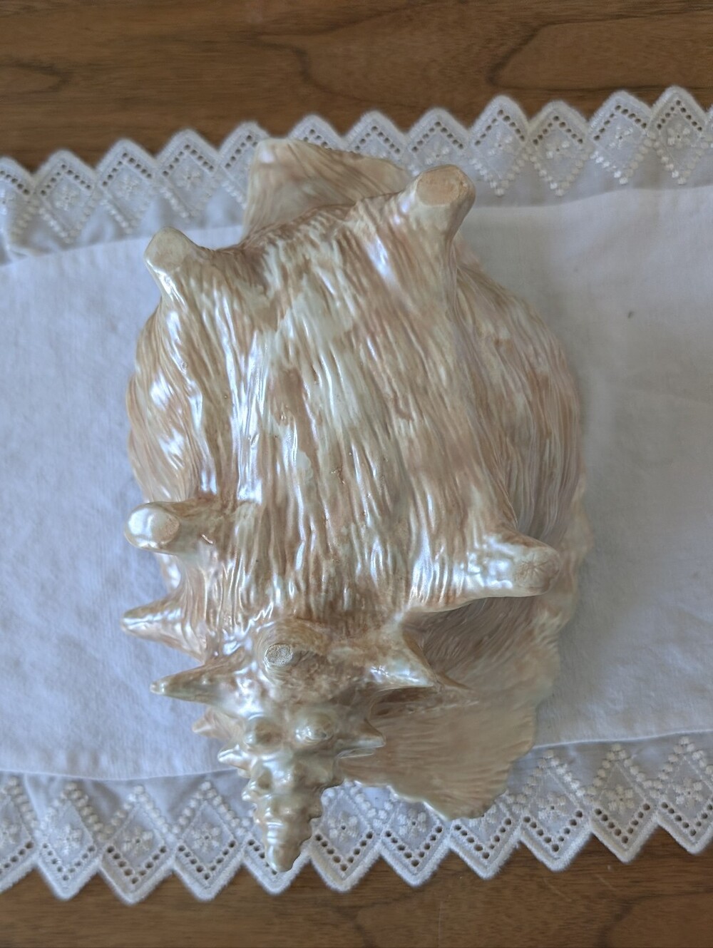 Pearlescent Beige Decorative Sea Shell Sculpture - Unbranded